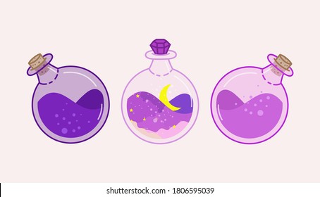 Magic Potion Illustration. Purple Bottle Vector 