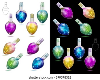 Magic potion kit. Vector isolated illustration