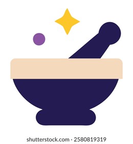 Magic potion mortar and pestle icon isolated vector