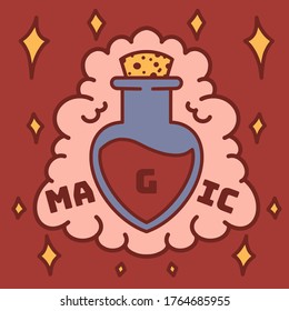 magic potion on a red background