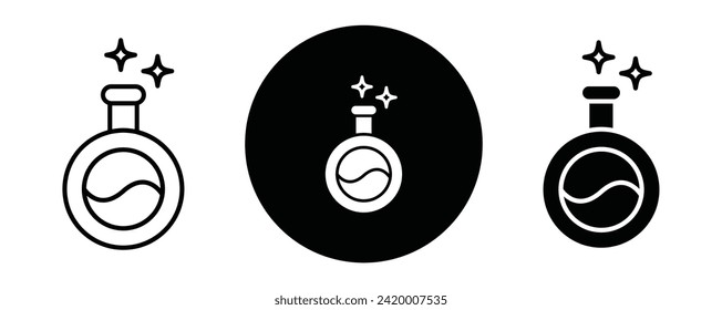 Magic potion outline icon collection or set. Magic potion Thin vector line art