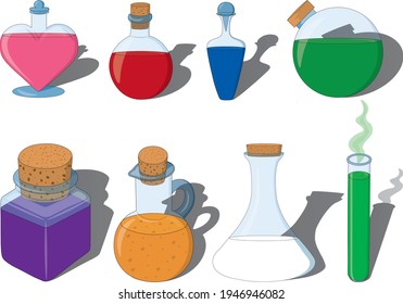 Magic potion and poison vector illustration set