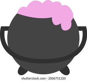 Magic potion in the pot, illustration, vector on a white background.