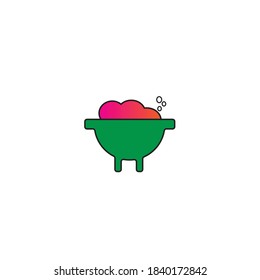 Magic potion pot for witches, halloween cauldron flat color line icon. vector illustration on white background. flat design.