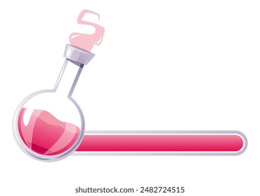 Magic potion progress elixir bottles bar set. Mobile video game health energy resource concept. Vector cartoon graphic design element illustration