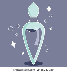 Magic potion of purple color in a glass flask. Magic attributes in vector graphics.