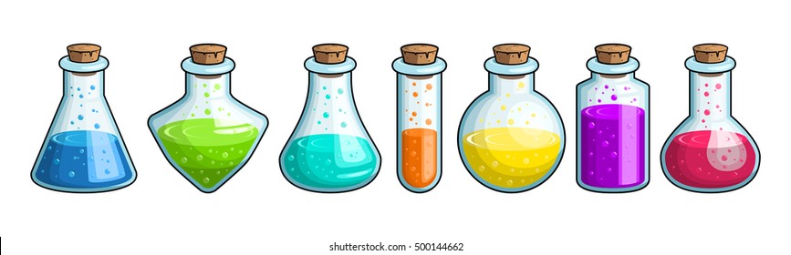 Magic potion set on a white background