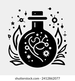 magic potion with stars vector icon isolated on white background