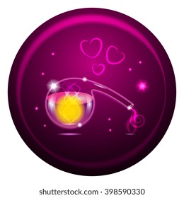 Magic potion vector illustration. Purple retort with magic potion