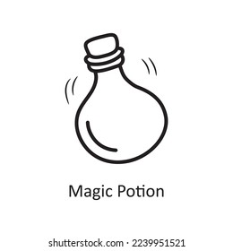 Magic Potion Vector Outline Icon Design illustration. Medieval Symbol on White background EPS 10 File