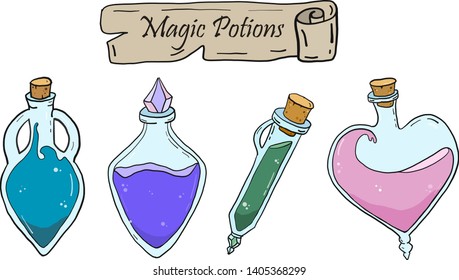Magic Potions Bottles Vector Clip art 