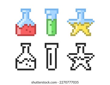 Icono de opciones mágicas en estilo píxel. Conjunto de iconos retro pixelados.