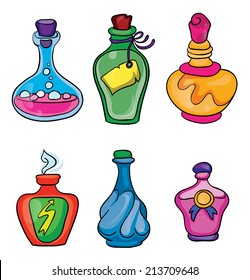 magic potions, set, vector illustration on white background