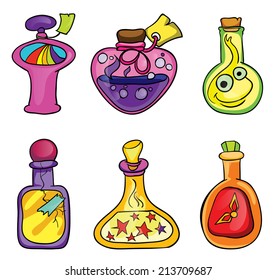 magic potions, set, vector illustration on white background