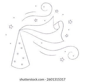 Magic princess hat doodle. Fairytale element in sketch style. Hand drawn vector illustration isolated on white background