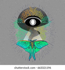 Magic print. Sacred card. Use for card, brochure,banner,web. Design a poster for a t-shirt. Great cool print on the sweatshirt.
