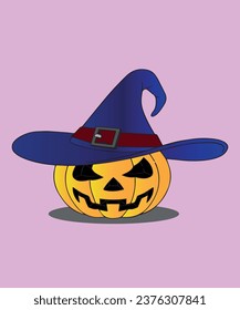 Magic pumpkin in a Halloween hat.