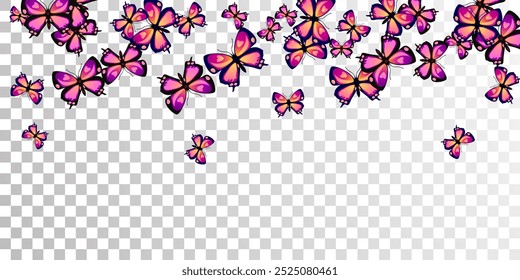 Magic purple butterflies isolated vector wallpaper. Spring little moths. Fancy butterflies isolated children illustration. Tender wings insects graphic design. Garden creatures.