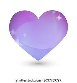 Magic Purple Watercolor Soft Heart Icon Vector. Fantasy Illustration Design Artistic Paint Love Emoji Symbol. 