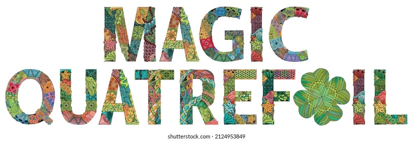 MAGIC QUATREFOIL. Vector zentangle object for decoration