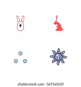 Magic Rabbit Icon Logo Vector Set Element
