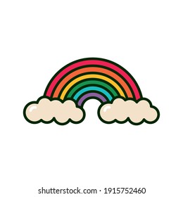 magic rainbow flat style icon vector illustration design