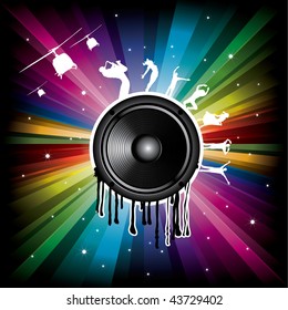 Magic Rainbow Party background with speaker and dancer