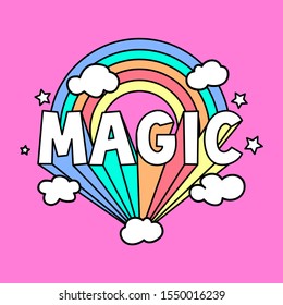 MAGIC RAINBOW, SLOGAN PRINT VECTOR