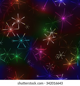 Magic rainbow star or snowflake seamless background