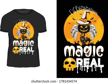 Magic is real Halloween t Shirt Design, Vector Graphic, illustration. High quality vector t shirt design.  Beautiful and eye catching vector.