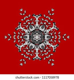 Magic red, black and white holiday abstract background with star and falling snowflakes. Christmas red, black and whites. Vector illustration.