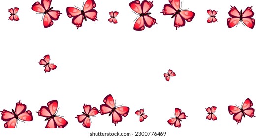 Magic red butterflies cartoon vector illustration. Spring vivid moths. Decorative butterflies cartoon dreamy wallpaper. Tender wings insects patten. Nature creatures.