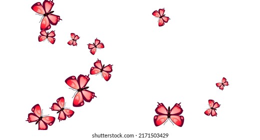 Magic red butterflies isolated vector wallpaper. Spring funny insects. Decorative butterflies isolated baby background. Sensitive wings moths patten. Tropical creatures.