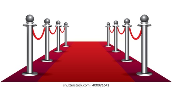 Magic red carpet loop on white background