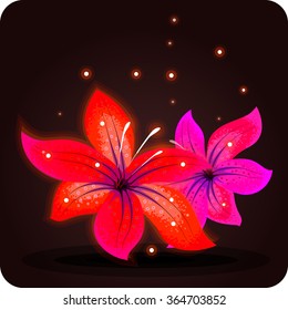 magic red flowers. Game icon of magic elixir. Vector design for app user interface