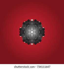 Magic red, gray and brown holiday abstract background with star and falling snowflakes. Christmas red, gray and browns. Vector illustration.