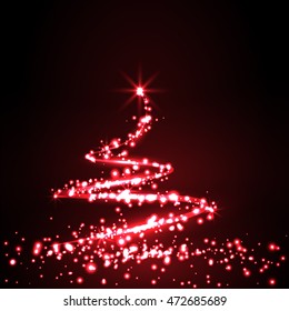 The Magic red Tree. Christmas background