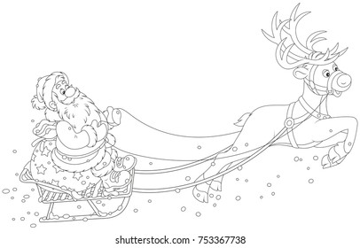 Magic Reindeer Flying Santa Claus Christmas Stock Vector (Royalty Free ...