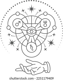 Magic ritual spell geometry. Magic astrology symbol