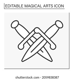  Zauberrituale sind das Symbol. Magier für Opfer. Blutmagie. Konzept der Magischen Künste. Einzige Vektorgrafik. Bearbeitbarer Hub