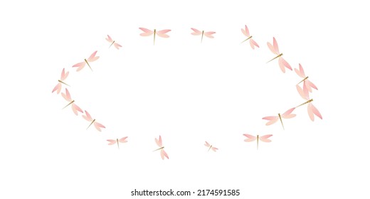 Magic rosy pink dragonfly isolated vector wallpaper. Summer ornate damselflies. Simple dragonfly isolated kids background. Delicate wings insects graphic design. Tropical creatures