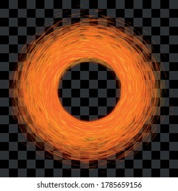 Magic round portal. Futuristic orange vortex teleport with many sparks. Vector fantasy glowed circle frame