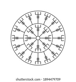 Magic Runic symbols. Sacred geometry, Symbols of the esoteric mandala. Occult ancient symbols. Magical stave, runic compass. Symbols for the purpose of protection from disease. Vector illustration.