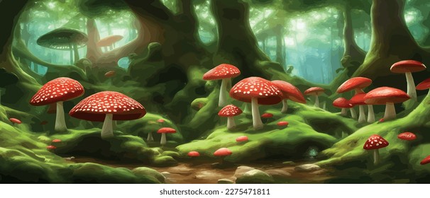 Magic sbrealistic mushrooms in