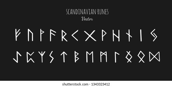 Magic Scandinavian Runes. Old Futhark. vector hand drawn  calligraphy