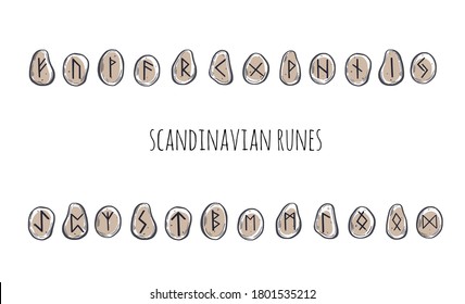 Magic Scandinavian Runes. Old Futhark. vector hand drawn  calligraphy