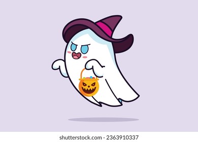 Magic scary spirits with different emotions and face expressions. Cute funny happy ghosts concept. Colored flat vector illustration isolated. 