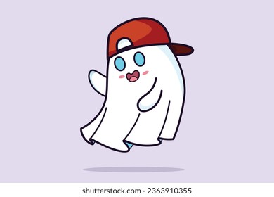 Magic scary spirits with different emotions and face expressions. Cute funny happy ghosts concept. Colored flat vector illustration isolated. 