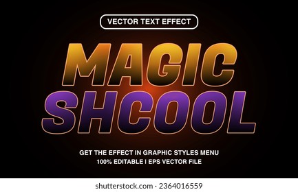 Magic school editable text effect template, 3d cartoon text style, premium vector
