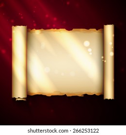 Magic Scroll With Bright Radiance. Vector Illustration